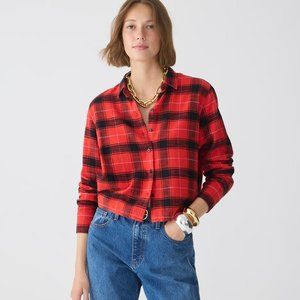 J. Crew Cropped‎ Garçon Shirt in Red & Black Plaid Flannel Sz 22 New With Tags